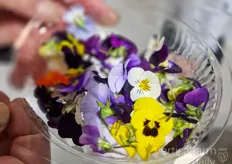Edible flowers are also part of their assortment