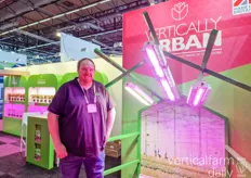 Neil Arden with Vertically Urban showcasing their LED solutions for horticulture