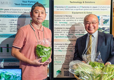 Nagateru Nozawa and Yoshio Shiina with MIRAI showcasing their produce