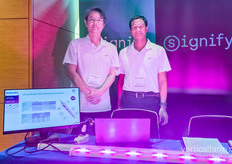 Masahiko Suzuki and Gauri Maharjan of Signify were showcasing the company's dynamic lighting system to answer the changing market demands of the Japanese market