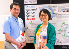 Katsuya Tsuchihara of the National Cancer Center, Japan, and Eri Hayashi of the JPFA discussing the collaboration between both parties on vertical farming research