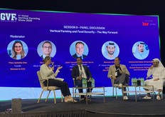 Session 9 featured Thea-Isabella Otto (Women in CEA) moderating a discussion on vertical farming and food security with Gaurav Sharma (Global Agribusiness Research Lead, Accenture), Jose Francisco Fernandez Serna (CEO, E-motion Foods, Partner Miracle Ingredients, Desert Tech Ventures), and Mansoor Al Marar (VP - Industrial Business Development - KEZAD Group, Abu Dhabi Food Hub).