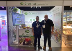 Nabeel Gnayem and Shlomy Raziel of Grow-tec showcased the company's vertical indoor farming technology for fruiting vegetables.