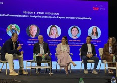 Interesting insights and advice arose from the panel discussion "From Concept to Commercialization", featuring Sky Kurtz (Pure Harvest), Tom Stenzel (CEA Alliance), Farah Chakhachiro (Gracia Group), Juan Pablo Vega (Advanced Nutrients), and Patricia Livingston (80 Acres), discussing how to create and scale profitable vertical farms.