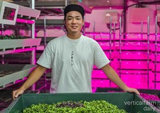 Kohei Murata in his vertical farm based in Tokyo
