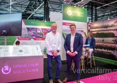 Filip Meeuws en Maarten Vandecruys with Urban Crop Solutions. In the back of the booth, a true-to-size image of the ModuleX was displayed