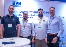 Ned Basic, Julien Boijmans, Victor Gonzalez and Johan van Geest with BVB Substrates showing off their solutions for leafy green growers