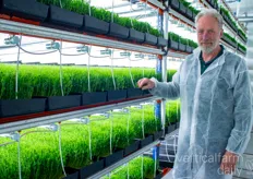 Chris pictured in the microgreens farm