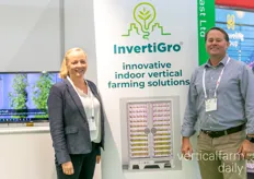 Bettina Kramer and Paul Millet with InvertiGro were proudly showing off the latest facelift of their vertical farming systems