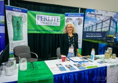 Nicole Duchaine with Perlite Canada, supplying perlite and vermiculite.  "We're the only producer in Quebec", Nicole says.