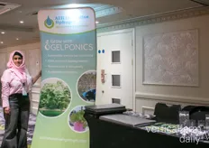 Beenish Siddique showing off AEH Innovative Hydrogel's latest gelponic products for CEA
